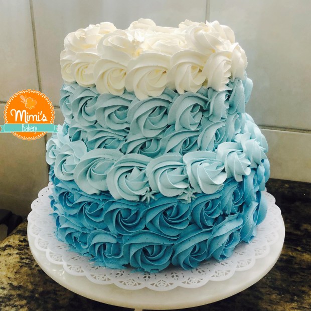 Bolo Rosette Degradê Azul